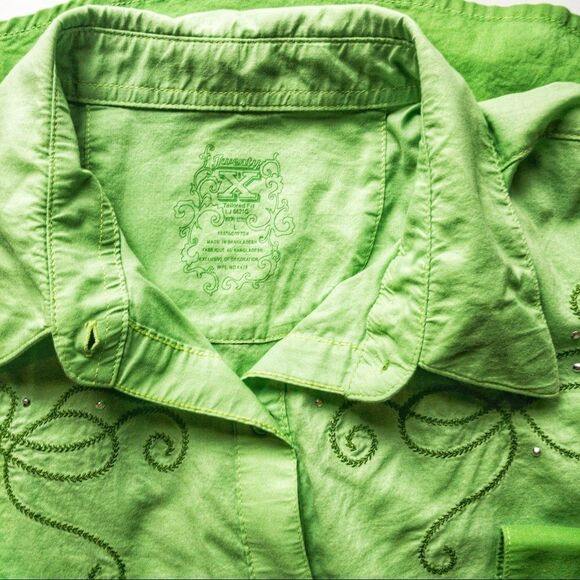 Green Ombré Western Snap Front Shirt Sz L - Picture 8 of 13